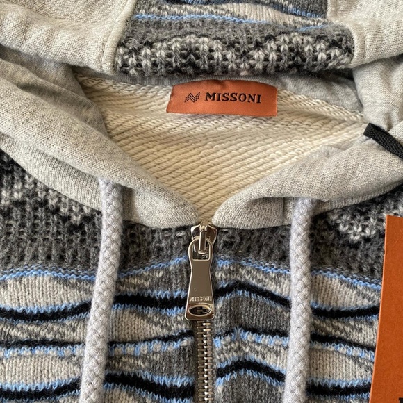 MISSONI Mens Zip Thru Hoodie with Zig Zag Front - Size M - MSRP $695 - BNWT - Picture 5 of 12